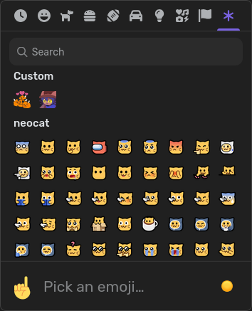 Emoji picker showing custom emojis