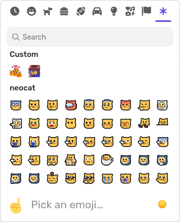 Emoji picker showing custom emojis